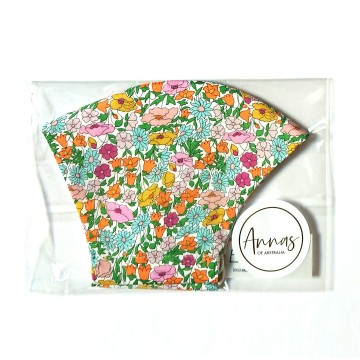 Cotton Face Mask | Liberty Tana Lawn | Poppy Forest Pink Green